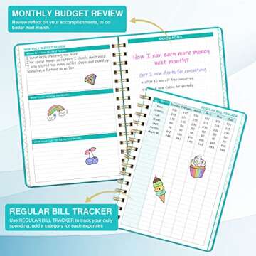 Budget Planner - Budget Book with Bill Organizer and Expense Tracker, 6.1" x 8.25", 12 Month Undated Finance Planner/Account Book to Take Control of Your Money, Start Anytime - Green
