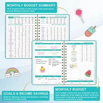 Budget Planner - Budget Book with Bill Organizer and Expense Tracker, 6.1" x 8.25", 12 Month Undated Finance Planner/Account Book to Take Control of Your Money, Start Anytime - Green