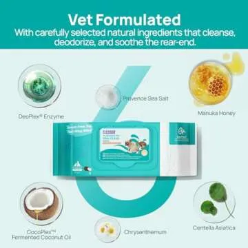 HICC PET Wipes for Dogs & Cats, Cleansing Deodorizing & Soothing Allergy Infections Anal Gland Pets Wipes with Coconut Oil - Dog Grooming Wipes for Butt and Paw - Hypoallergenic & Vet Recommended