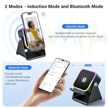 Induction Speaker with Phone Stand 5-in-1 Wireless Audio