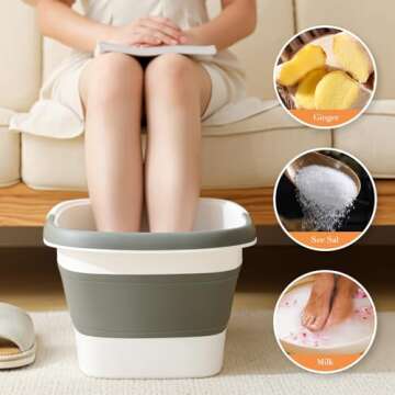 moohemoo Collapsible Foot Bath Basin Foot soak Tub, Foot Soaking Tub with Massage Acupoint for Feet ...