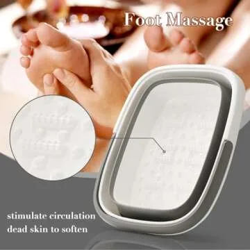 moohemoo Collapsible Foot Bath Basin Foot soak Tub, Foot Soaking Tub with Massage Acupoint for Feet Soaking, Pedicure Foot Spa, Multifunction Plastic Bucket with Handle, Home Spa Treatment – Grey