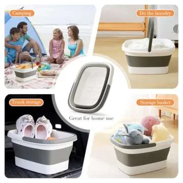 moohemoo Collapsible Foot Bath Basin Foot soak Tub, Foot Soaking Tub with Massage Acupoint for Feet Soaking, Pedicure Foot Spa, Multifunction Plastic Bucket with Handle, Home Spa Treatment – Grey