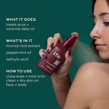 : ITK Skincare Salicylic Acid Spray for Face & Body Acne - Blemish-Fighting Treatment for Body Acne,...