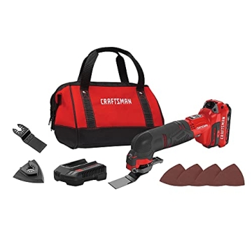 CRAFTSMAN V20 Cordless Multi-Tool, Oscillating Tool Kit, Blades, Sand Paper, Battery and Charger Inc...