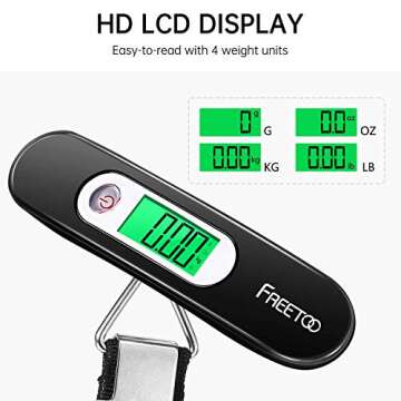 FREETOO Luggage Scale Portable Digital Hanging Scale for Travel, Suitcase Weight Scale with Superior Piano Lacquer 110 Lb/ 50Kg Capacity, Battery Included (Black)