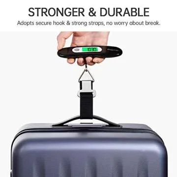 FREETOO Luggage Scale Portable Digital Hanging Scale for Travel, Suitcase Weight Scale with Superior Piano Lacquer 110 Lb/ 50Kg Capacity, Battery Included (Black)