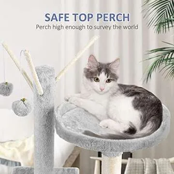 JOYO Cat Tree for Indoor Cats, 65.5 Inches Multi-Level Cat Tower Cat Tree with Hammock, Scratching Posts, Top Perch, Ladder, Cat Activity Tree Cat Condo with Toys, Cat Climbing Tower for Kitten Play