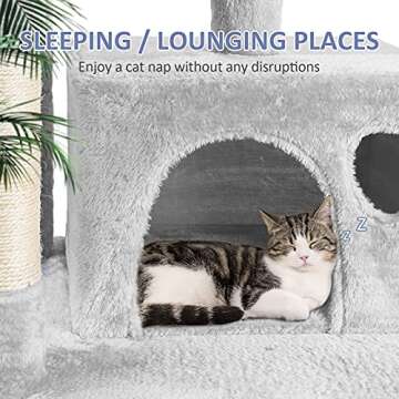 JOYO Cat Tree for Indoor Cats, 65.5 Inches Multi-Level Cat Tower Cat Tree with Hammock, Scratching Posts, Top Perch, Ladder, Cat Activity Tree Cat Condo with Toys, Cat Climbing Tower for Kitten Play
