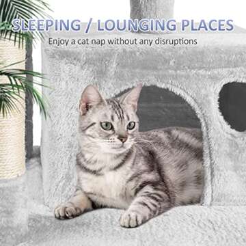 JOYO Cat Tree for Indoor Cats, 65.5 Inches Multi-Level Cat Tower Cat Tree with Hammock, Scratching Posts, Top Perch, Ladder, Cat Activity Tree Cat Condo with Toys, Cat Climbing Tower for Kitten Play