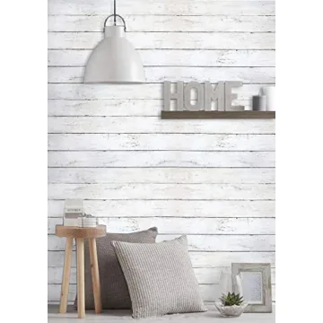 CiCiwind White Wood Peel and Stick Wallpaper for Easy Decor