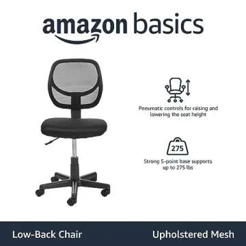 Ergonomic Rolling Desk Chair, Adjustable Height, Mesh