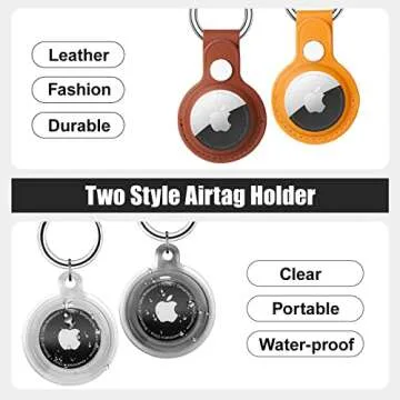 4 Pack AirTag Holder with Snap Keychain, Waterproof & Light Soft Apple Tag Holders, Leather Airtag C...