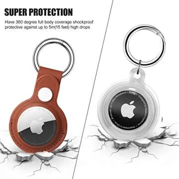 4 Pack AirTag Holder with Snap Keychain, Waterproof & Light Soft Apple Tag Holders, Leather Airtag Cover Compatible with Apple AirTags for Bags, Keys, Pets (Multi-Color)