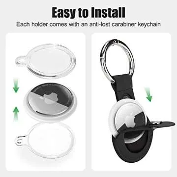 4 Pack AirTag Holder with Snap Keychain, Waterproof & Light Soft Apple Tag Holders, Leather Airtag Cover Compatible with Apple AirTags for Bags, Keys, Pets (Multi-Color)