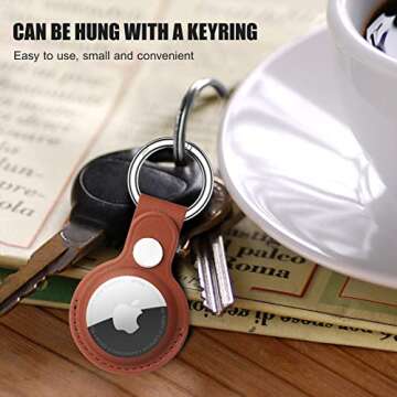 4 Pack AirTag Holder with Snap Keychain, Waterproof & Light Soft Apple Tag Holders, Leather Airtag Cover Compatible with Apple AirTags for Bags, Keys, Pets (Multi-Color)