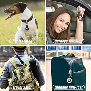 4 Pack AirTag Holder with Snap Keychain, Waterproof & Light Soft Apple Tag Holders, Leather Airtag Cover Compatible with Apple AirTags for Bags, Keys, Pets (Multi-Color)