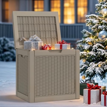 YITAHOME 32 Gallon Rattan Deck Box for Outdoor Storage