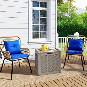 YITAHOME 32 Gallon Rattan Deck Box for Outdoor Storage