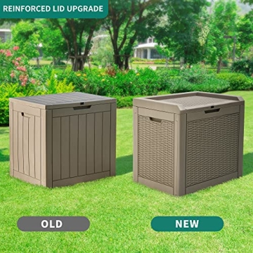 YITAHOME 32 Gallon Rattan Deck Box for Outdoor Storage