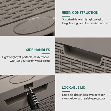 YITAHOME 32 Gallon Rattan Deck Box for Outdoor Storage