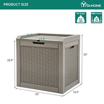 YITAHOME 32 Gallon Rattan Deck Box for Outdoor Storage