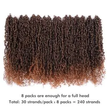 Toyotress Yanky Twist Crochet Hair - 12 Inch 8 Packs (30 Strands/Pcs) Fluffy Spring Mini Twist Short Bob Passion Twist, Ombre Brown Pre-Looped Crochet Braids Braiding Hair (12 Inch, T30-8P)