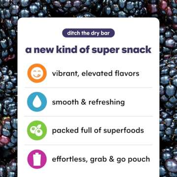 Noka Superfood Fruit Smoothie Pouches, Blackberry Vanilla, Healthy Snacks with Flax Seed, Plant Protein and Prebiotic Fiber, Vegan and Gluten Free Snacks, Organic Squeeze Pouch, 4.22 oz, 6 Count