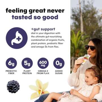 Noka Superfood Fruit Smoothie Pouches, Blackberry Vanilla, Healthy Snacks with Flax Seed, Plant Protein and Prebiotic Fiber, Vegan and Gluten Free Snacks, Organic Squeeze Pouch, 4.22 oz, 6 Count