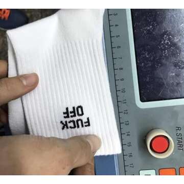 Ryshman Womens Christmas Novelty Crew Tube Socks with Funny Sayings Fuck Off（White4）