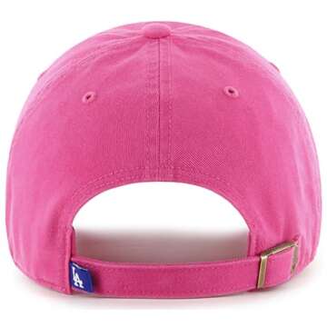 47 Brand MLB Magenta Pink Primary Logo Clean Up Adjustable Strap Baseball Dad Hat Cap, Adult One Siz...