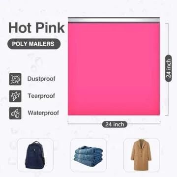 UCGOU Poly Mailers 24x24 Inch Hot Pink 50 Pack Extra Large Shipping Bags Strong Thick Mailing Envelo...
