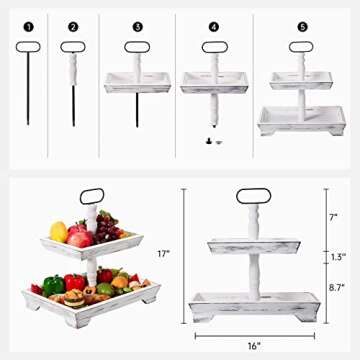 Tiered Tray Stand Farmhouse Tiered Tray for Decors Holder 2 Tiered Tray Stand for Kitchen Bedroom Entryway Coffee Bar