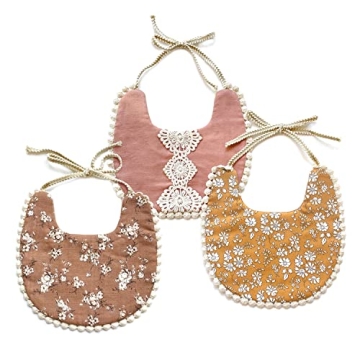 Cherssy Baby Girl Bibs Reversible Cotton 3 Pack