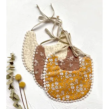 Cherssy Baby Girl Bibs Reversible Cotton 3 Pack