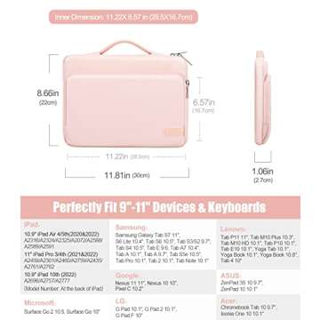 MoKo 9-11 Inch Tablet Sleeve Bag Carrying Case with Retractable Handle Fits New 11-inch iPad Pro M4/...