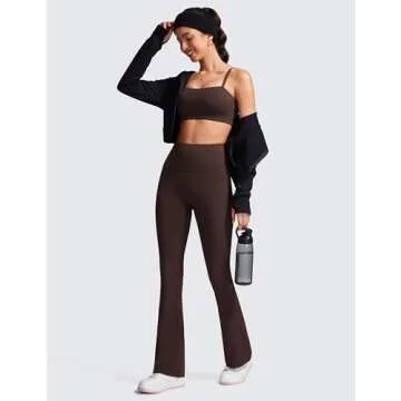 CRZ YOGA Womens Butterluxe High Waist Flare Pants 32 Inches - Yoga Bootcut Wide Leg with Pocket Lounge Hot Fudge Brown Small