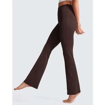 CRZ YOGA Womens Butterluxe High Waist Flare Pants 32 Inches - Yoga Bootcut Wide Leg with Pocket Lounge Hot Fudge Brown Small