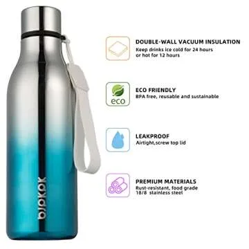 BJPKPK Insulated Water Bottles, 18 oz Stainless Steel Metal Water Bottle with Strap, BPA Free Leak P...