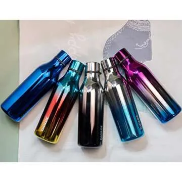 BJPKPK Insulated Water Bottles, 18 oz Stainless Steel Metal Water Bottle with Strap, BPA Free Leak Proof Thermos, Mugs, Flasks, Reusable Water Bottle for Sports & Travel, Blue Lagoon