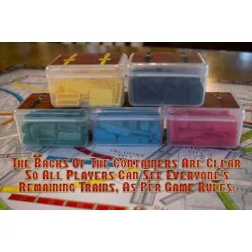 PRODUCT80 BitsBin Storage Cases for Ticket to Ride Board Games, Compatible with Original, Europe, Rails and Sails Versions, Includes 5 "Vintage Style Suitcases to Organize your Game