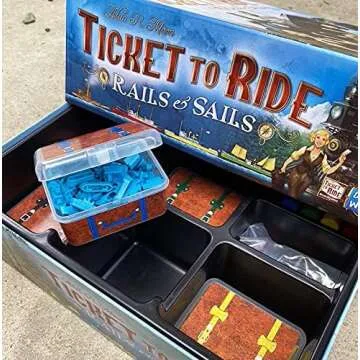 PRODUCT80 BitsBin Storage Cases for Ticket to Ride Board Games, Compatible with Original, Europe, Rails and Sails Versions, Includes 5 "Vintage Style Suitcases to Organize your Game