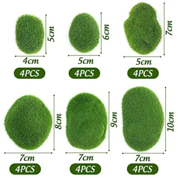 BigOtters 24 PCS Artificial Moss Rocks for Crafts and Decor