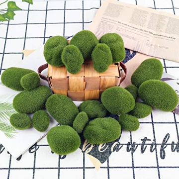 BigOtters 24 PCS Artificial Moss Rocks for Crafts and Decor