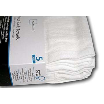 Premium White Flour Sack Towels - Pack of 5 for Kitchen Essentials