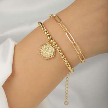 Trendy IEFWELL Gold Initial Bracelets for Teen Girls Gifts