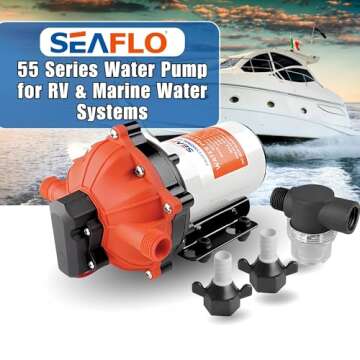 SEAFLO 55-Series Diaphragm Pump - 12V DC, 5.5 GPM, 60 PSI with Heavy Duty Pressure Switch, Self-Prim...