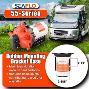 SEAFLO 55-Series Diaphragm Pump - 12V DC, 5.5 GPM, 60 PSI with Heavy Duty Pressure Switch, Self-Priming, Built-in Bypass, High Flow | Ideal for RV, Marine, and Off-Grid Water Systems