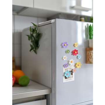 Mymazn Fridge Magnets Cute Refrigerator Magnets Colorful Decorative Magnets Funny 3D Flower Magnets for Office Kitchen Locker 14PCS (7 Small+7 Large)
