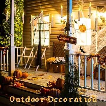 GEDSTMDRK Halloween Decorations Indoor & Outdoor, Floating Candles with Wand Remote - Witch Decor Fl...